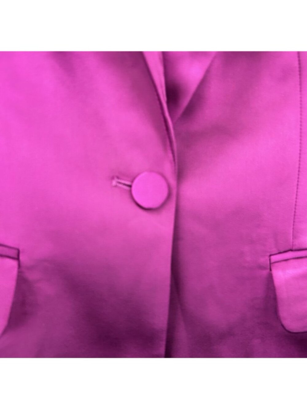 Express Women’s size XS Fuchsia Satin Blazer One Button Notch Jacket NWT$168 - Picture 14 of 15